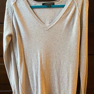 Skull Cashmere V-Neck Grey Sweater (Small)